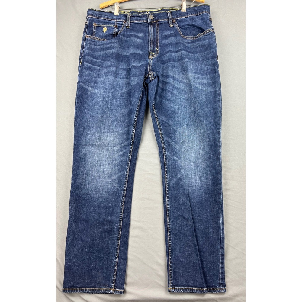 U.S. Polo Assn. Jeans Mens 38x30 Straight Leg Dark Wash Denim Blue Good